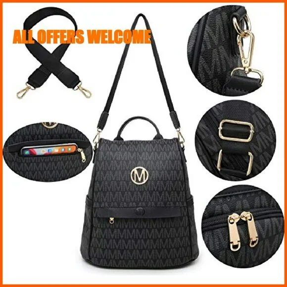 Vegan Leather Anti-Theft Backpack Purse with Multiple Pockets for Travel & - Picture 4 of 8